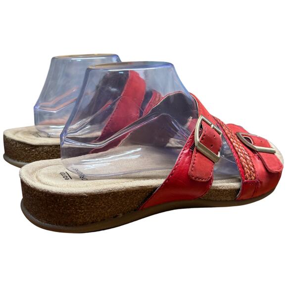 EARTH ORIGINS Bosk Baylen Women 10M Red Leather Slide Sandals Adjustable Strap - Picture 6 of 13